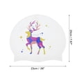 thumbnail image 4 of Unique Bargains 1 Pc Waterproof Sika Deer Pattern Swim Cap White Blue, 4 of 6