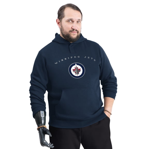 Men's G-III Sports by Carl Banks Navy Winnipeg Jets Adaptive Classic Team Arc Fleece Hoodie