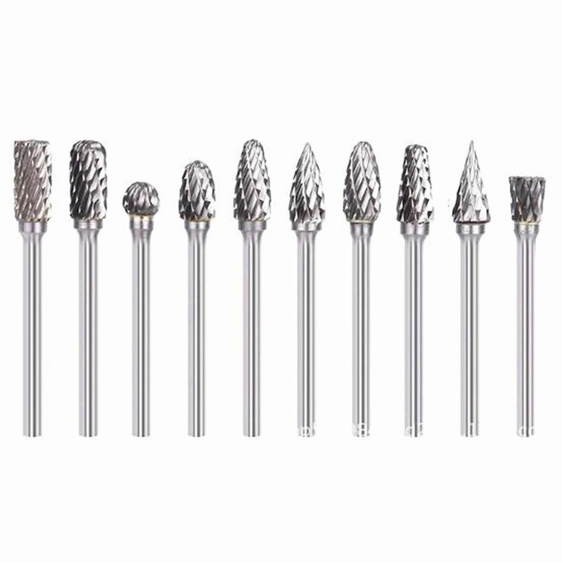CRESTIN- 10X Tungsten Steel Solid Carbide Burrs For Dremel Rotary Bit Accessories Tool Oy