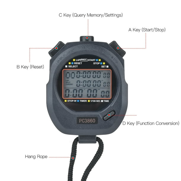 Cronómetro Electrónico 3860, Cronómetro Deportivo Digital, Temporizador, Reloj Resistente Al Agua, Temporizador Para Entrenadores, Natación, Correr, Entrenamiento Deportivo