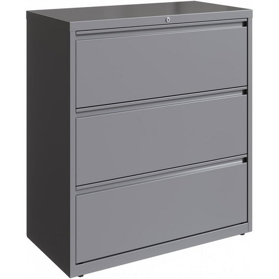 UrbanPro 3-Drawer Modern Metal Lateral Filing Cabinet in Arctic Silver