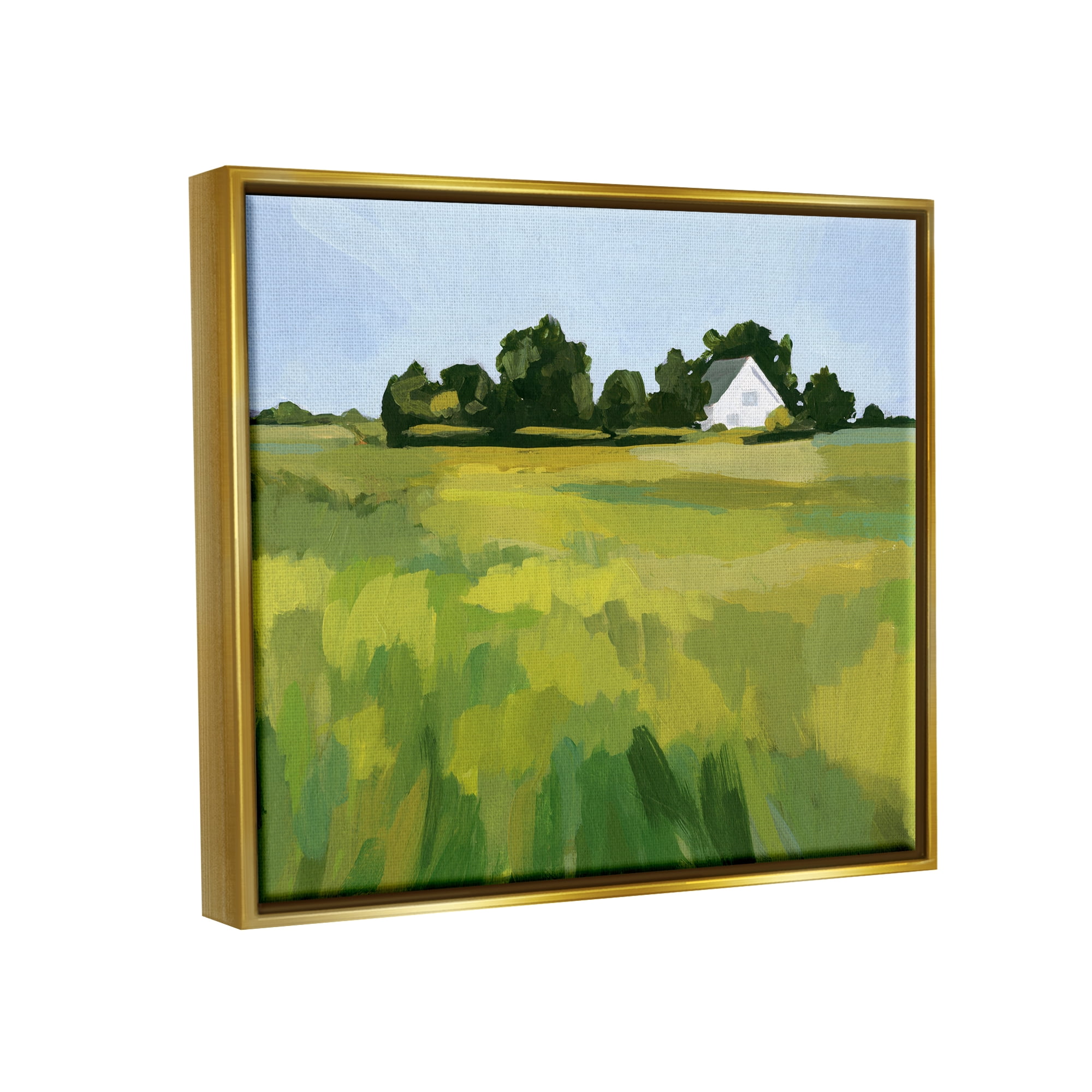 Stupell Countryside Meadow Abstract Painting Landscape Painting Gold Floater Framed Art Print Wall Art