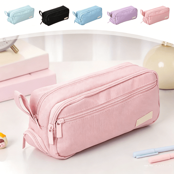 Btomtd Portable Pencil Case, Multi-Layer Large Capacity Stylish Student Pencil Pouch, Stationery Storage Pencil Bag for Opening Season, Pink