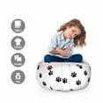thumbnail image 2 of Dog Paws Storage Toy Bag Chair, Repetitive and Continuing Footprints Concept on a Plain Background, Stuffed Animal Organizer Washable Bag, Large Size, Charcoal Grey and White, by Ambesonne, 2 of 3