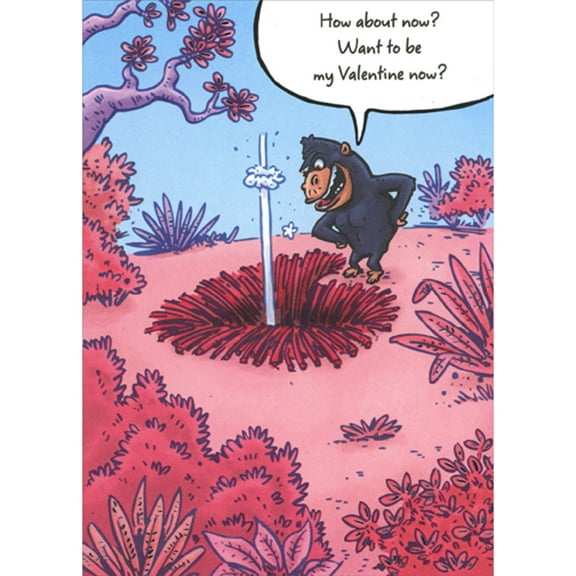 Designer Greetings Gorilla Catching Mate in Heart Shaped Trap Humorous / Funny Valentine's Day Card