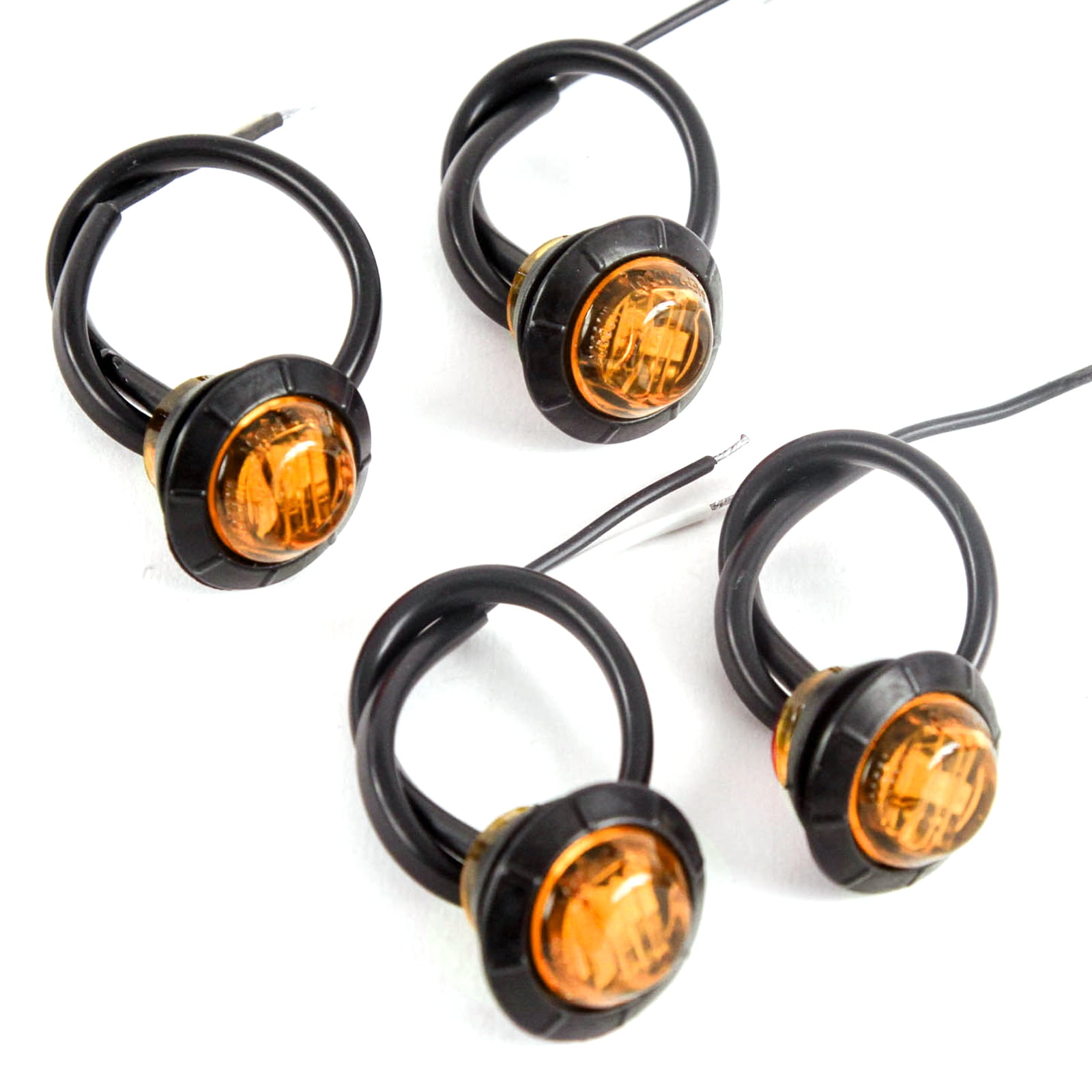 (4) 3/4 Inches Amber LED Amberance Side Marker Lights Truck Trailer
