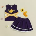 thumbnail image 4 of SUXIAN Baby Girl Cheerleading Set Shirts Skirts Halloween Cheerleading Outfits for Girls Age 0-4 Years Purple 18M, 4 of 6
