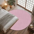 thumbnail image 3 of Pink 4ft Round Rug, Farmhouse Burlap Solid Pink Color Modern Linen Texture Non-Skid Rubber Backing Large Area Rugs - Living Room Bedroom Home Office, Indoor Floor Mat Carpets Washable Rug, 3 of 9