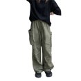 thumbnail image 1 of VISgogo, pantalones cargo de primavera y verano para mujer, pantalones informales con cordones y varios bolsillos de Color sólido VISgogo  moda, 1 of 9