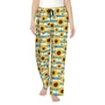 thumbnail image 1 of Balery White Blue Striped Sunflower Pantalones de pijama para mujer, pijamas ultraligeros, pantalones de estar por casa-Large, 1 of 6