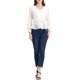 thumbnail image 2 of INSPIRAR CHIC Blusa de Mujer con Cuello en V, Puntos Suizos, Manga de Linterna, Cintura con Lazo, Top de Chifón Peplum XL Blanco, 2 of 5