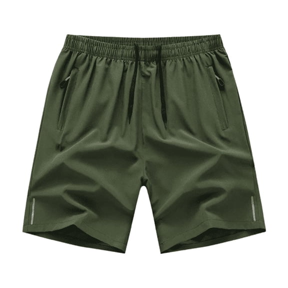 Men's Quick-Dry Zipper Pockets Athletic Shorts, Green, Medium