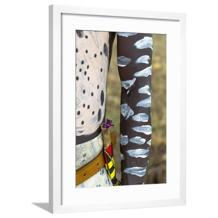 Africa, Ethiopia, Southern Omo, Karo Tribe. Detail of the body decoration on a Karo man. Framed Print Wall Art By Ellen