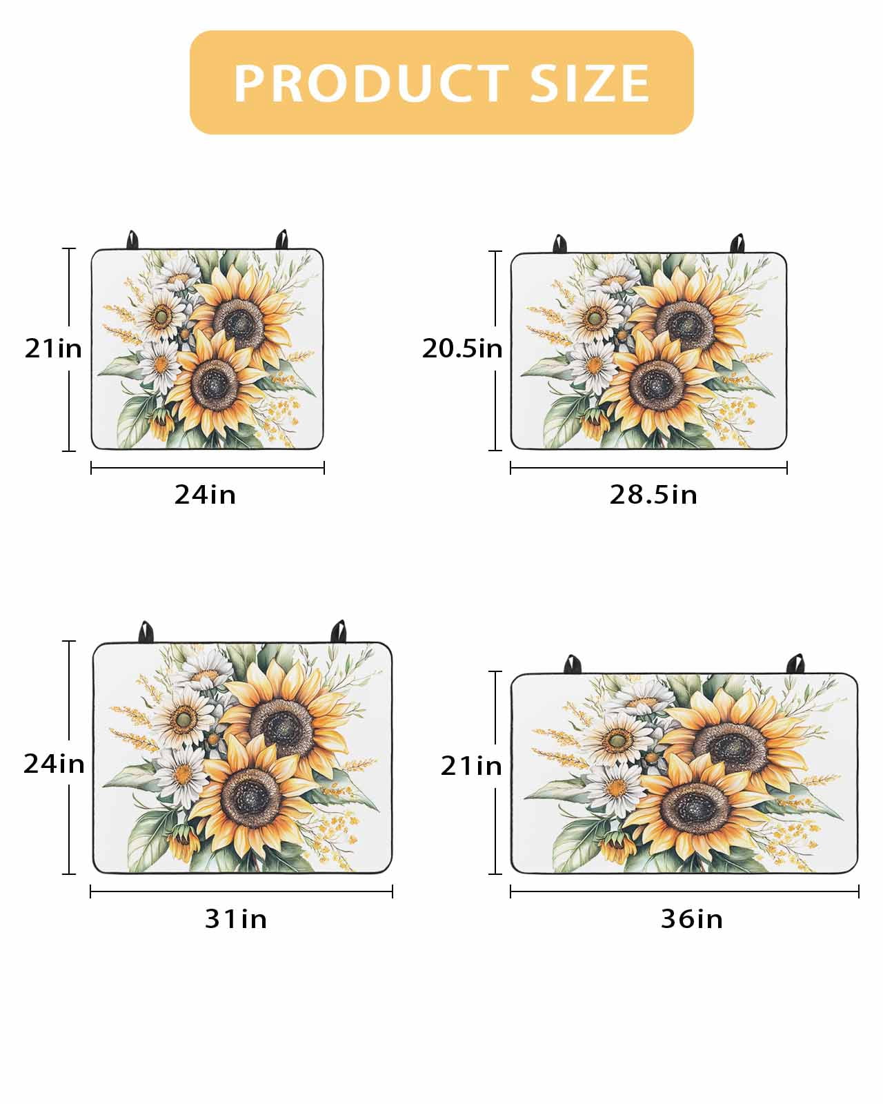 nqOlkjepod Large Induction Cooktop Protector Mat 36"x21", Sunflower Stove Top Covers for Electric Stove, Watercolor Summer Botanical Daisy Decorative Stove Burner Cover Mats, Glass Top Stove Cover