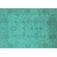 thumbnail image 1 of Ahgly Company Machine Washable Indoor Rectangle Oriental Turquoise Blue Traditional Area Rugs, 2' x 5', 1 of 4