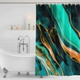 thumbnail image 2 of Dark Green Orange Marble Shower Curtain, Waterproof Shower Curtains for Bathroom, Modern Abstract Art Marbles Washable Fabric Bathtub Curtain Set Bath Decor with 12 Hooks Extra Long 72"x96", 2 of 6