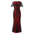 thumbnail image 6 of Elegant Women's Formal Dress V Neck Long Gown With Fringe Detail For Evening Parties And In Fall And Winter Seasons Women Dresses for A Wedding Long plus Size Formal Dresses Trumpet Dress Dress for, 6 of 6