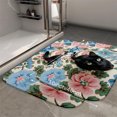 thumbnail image 5 of 1pc Black Cat on Floral Fabric Absorbent Non-Slip Bathroom Thickened Flannel Rug Decor,Soft,Quick Drying,Suitable For Indoor/outdoor Use,Bathrooms,Bedrooms,Kitchens,Terrace,Laundry Rooms,16"x24", 5 of 9