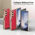 thumbnail image 6 of Dteck Case for Samsung Galaxy Z Fold 6,Luxury Leather Built-in Screen Protector Case Shockproof Electroplated Hard PC Bumper Cover for Galaxy Z Fold 6 5G,Red, 6 of 12