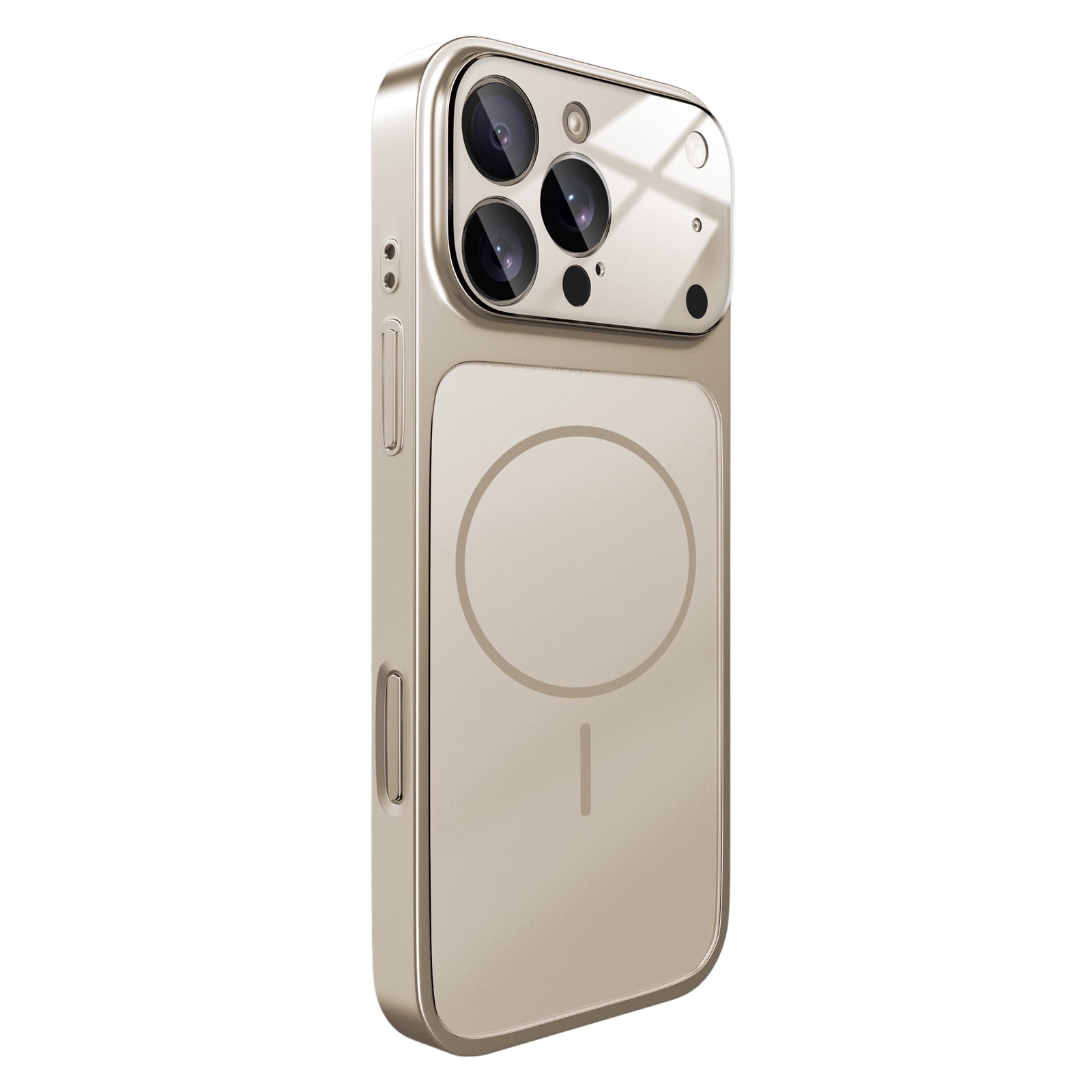 for iPhone 15 Pro Magnetic Anti-Scratch Tempered Glass Case Camera Lens Protection, Upgrade to iPhone 17 Pro Max Look, Luxury Shockproof Lightweight Ultra Slim Hard PC Phone Cover, Gray