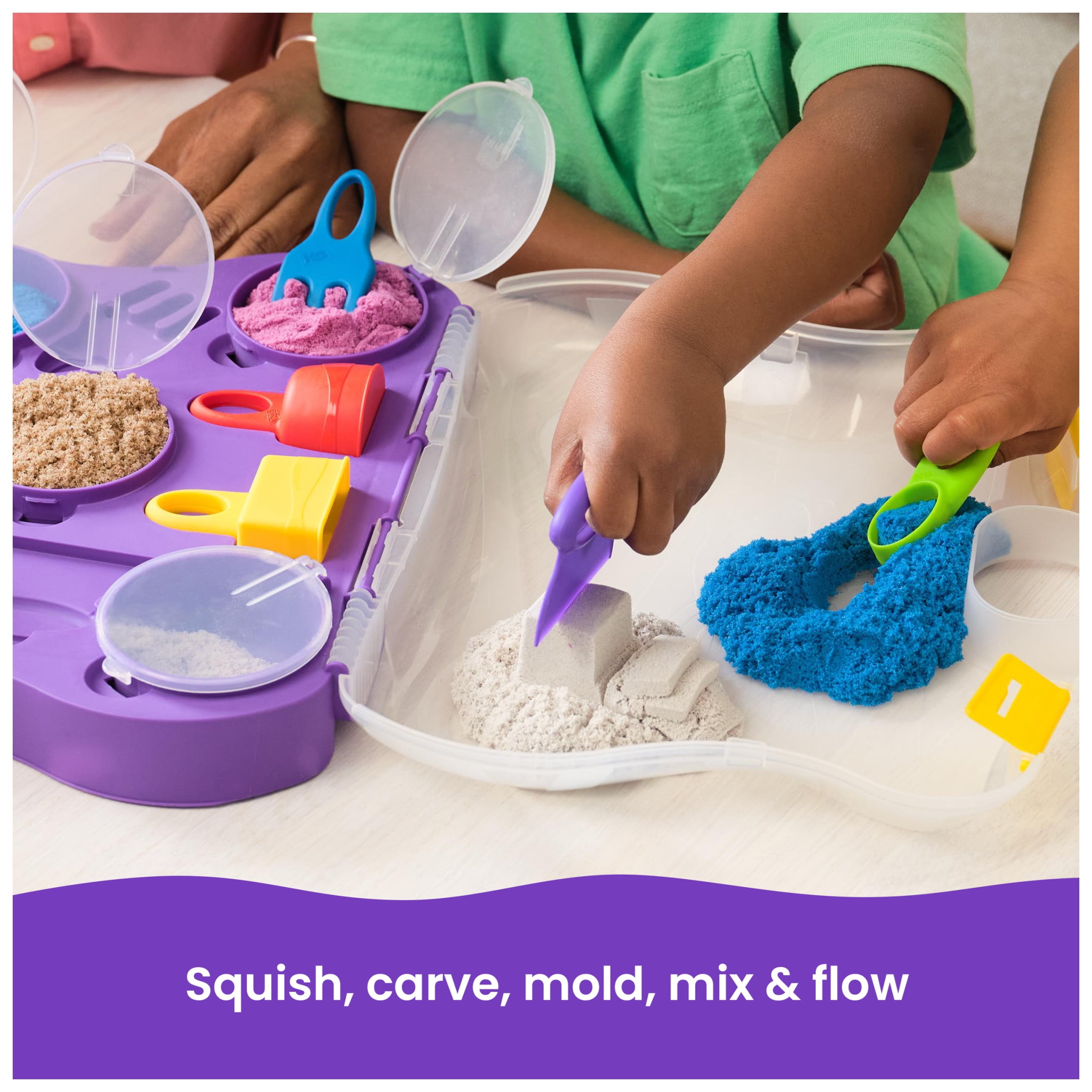 Kinetic Sand, Variety Case with 3 Styles Play Sand (2lbs) & 5 Tools