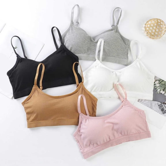 Miaoju Girls Padded Training Bras Ribbed Comfort Sports Lightly Lined Bralettes Youth Lightweight Everyday Athletic Crop Tops