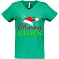 thumbnail image 3 of Inktastic Mommy Claus with Christmas Santa Hat and Snowflakes Women's V-Neck T-Shirt, 3 of 5