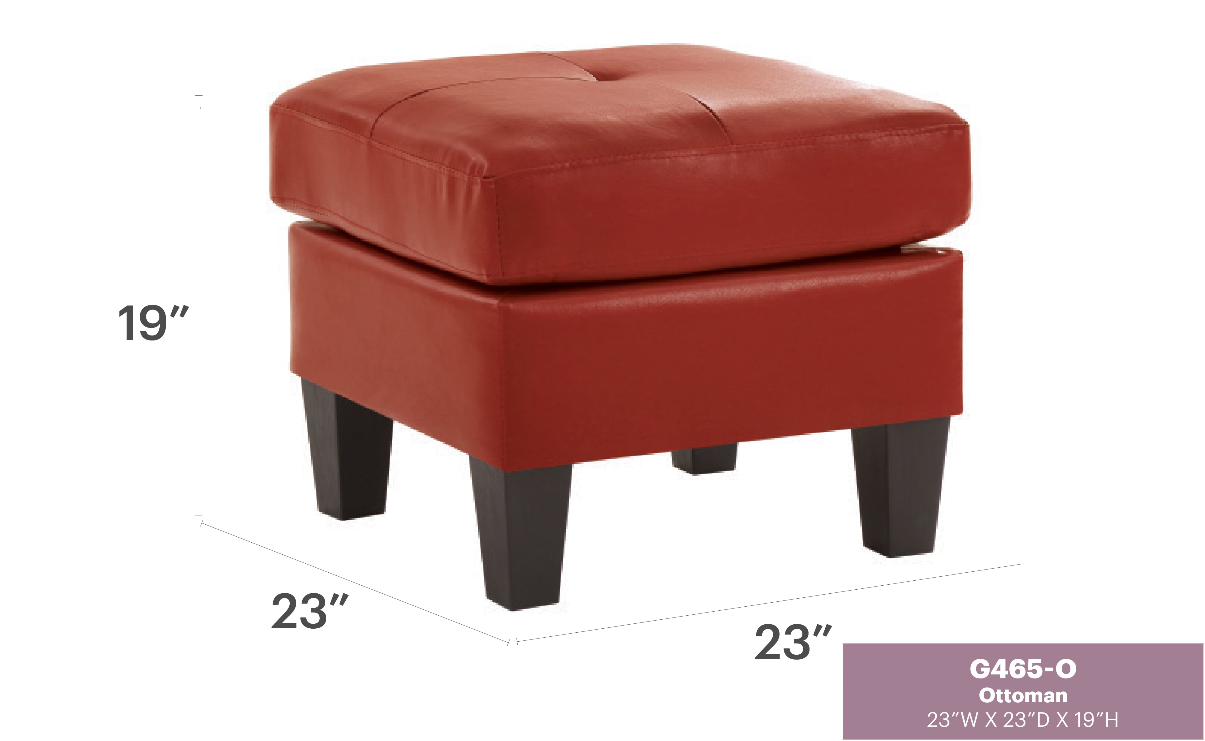 Glory Furniture Newbury Ottoman in Red Color