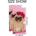thumbnail image 3 of 2 Pcs Face Bath Towels Set Valentine's Day Pug Dog Washcloths for Bathroom Hotel Kitchen, 30"x15", Absorbent Soft Hand Fingertip Towels, 3 of 6