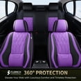 thumbnail image 4 of FLORICH Full Set Car Seat Covers, Universal Nappa Leather Seat Covers for Car Trucks SUV with Lumbar Support, Waterproof, Anti-Slip, Black & Purple, 4 of 10