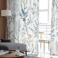 thumbnail image 4 of Blue Flower Semi Sheer Curtains 63 Inch Length 2 Panels Set, Watercolor Floral Leaves Spring Botanical Sheer Kitchen Curtain Privacy Voile Window Curtain for Living Room Bedroom Rod Pocket Drapes, 4 of 7