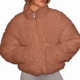 thumbnail image 2 of Womens Fleece Full-Zip Jacket Long Sleeve Coat Soft Warm with Pockets Camel Color M, 2 of 9