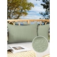 thumbnail image 3 of Outdoor Waterproof Throw Pillow Covers Set of 2 Green Linen Texture Decorative Pillowcases Lumbar Outdoor Pillows Cushion Case 20x12 Inch Farmhouse Solid Color Patio Pillows for Couch Sofa Bed, 3 of 9