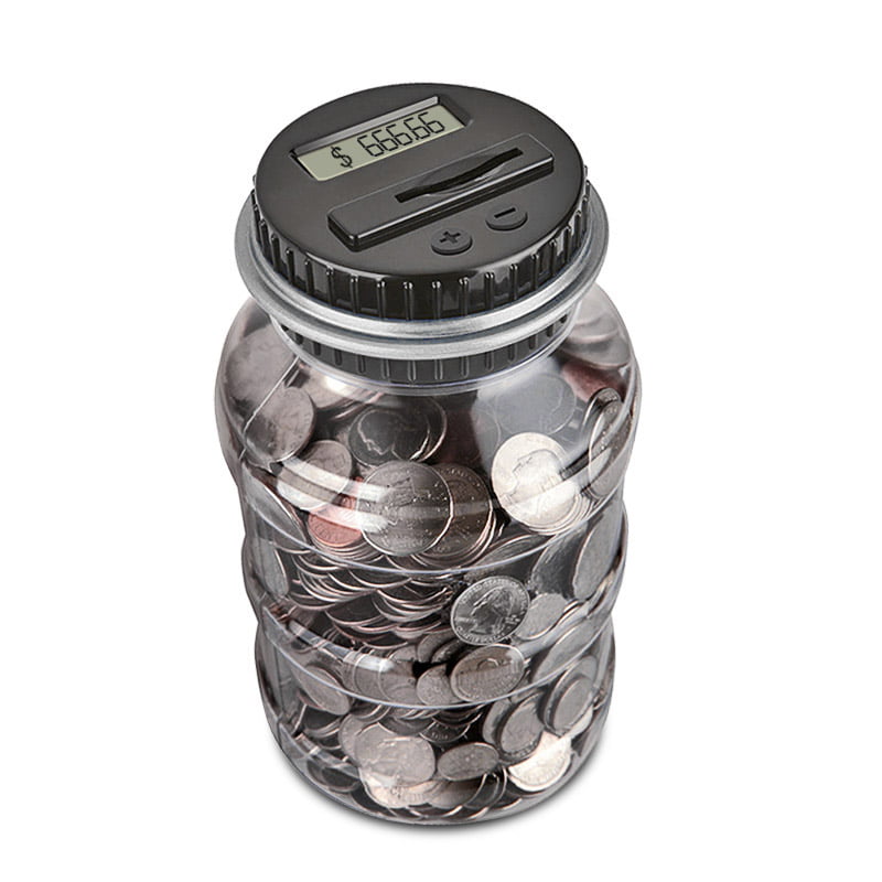 $95 PLATINUM COLLECTION NEW US COINS DIGITAL COIN-COUNTING MONEY JAR CLEAR LCD 