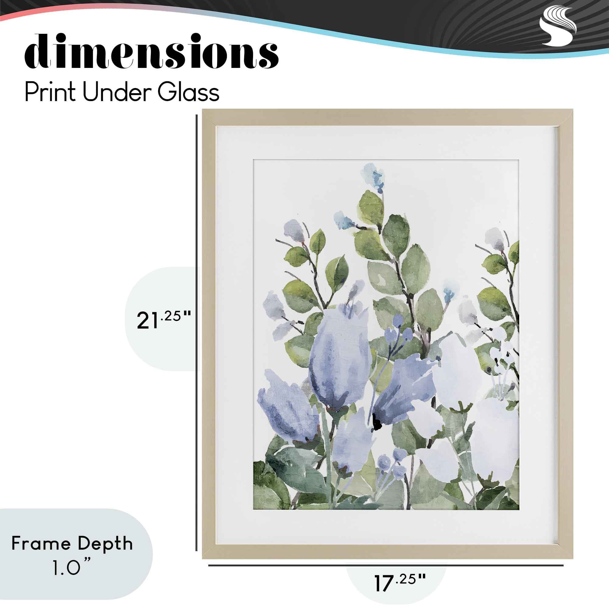 Stupell Industries Blue Spring Botanicals Birch Framed Print Under Glass, design by Kim Allen