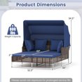 thumbnail image 3 of Gymax Daybed w/ Retractable Canopy PE Wicker Rattan Patio Double Chaise Lounger Navy, 3 of 9