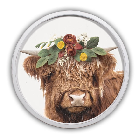Creative Products Highland Floral Crown 20 x 20 Round White Framed Print