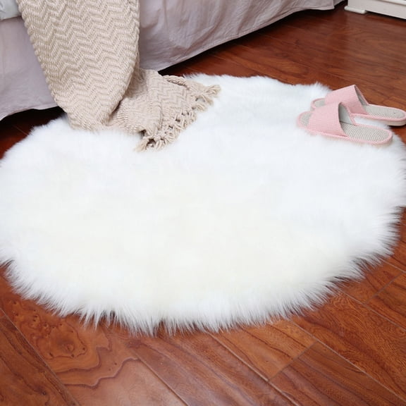 Soft Faux Fur Rug Household Bedroom Warm Mat Sofa Chair Desk Pad Round Carpet 12inch