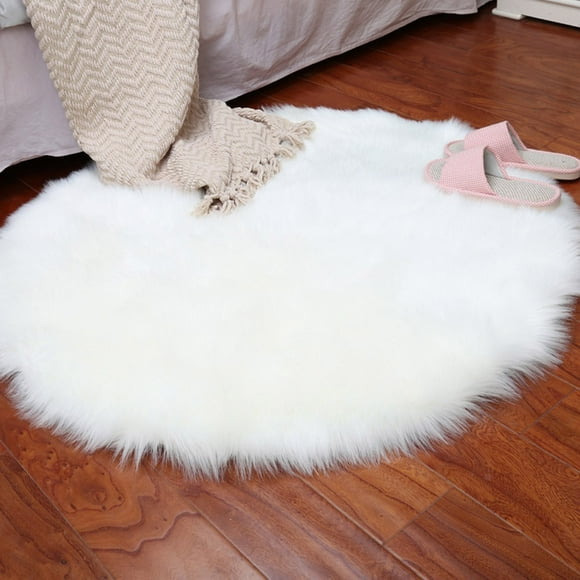 Ruibeauty Soft Faux Fur Rug Household Bedroom Warm Mat Sofa Chair Desk Pad Round Carpet 12inch
