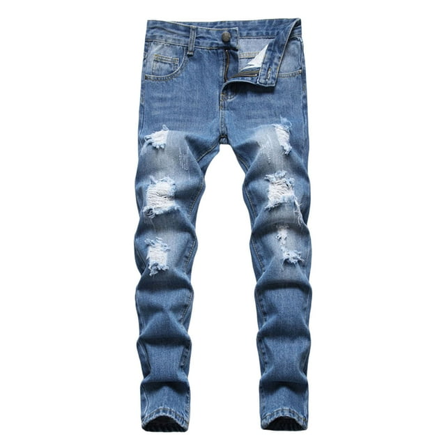 XASZHN Jeans Skinny Garçon Déchirés Usés Mode Enfants Bleu 16
