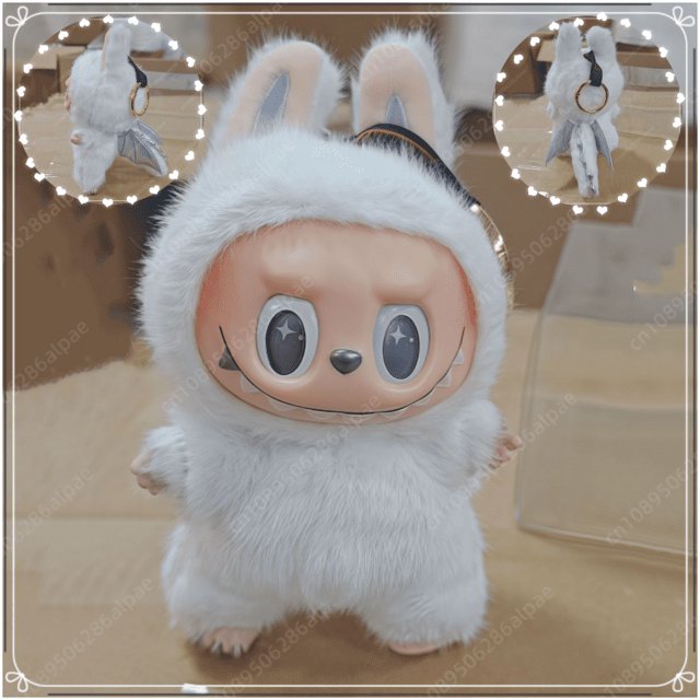 Venta caliente Monster Labubu Zimomo Angel Diy Muñeca Figura Vinilo Colgante Muñeca Modelo Juguete Réplica Habitación Juguete Decoración Regalos de Cumpleaños