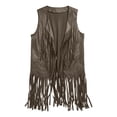 thumbnail image 4 of Women's Suede Fringe Cowgirl Vest Western Sleeveless Cardigan Jacket/Grey/S, 4 of 4