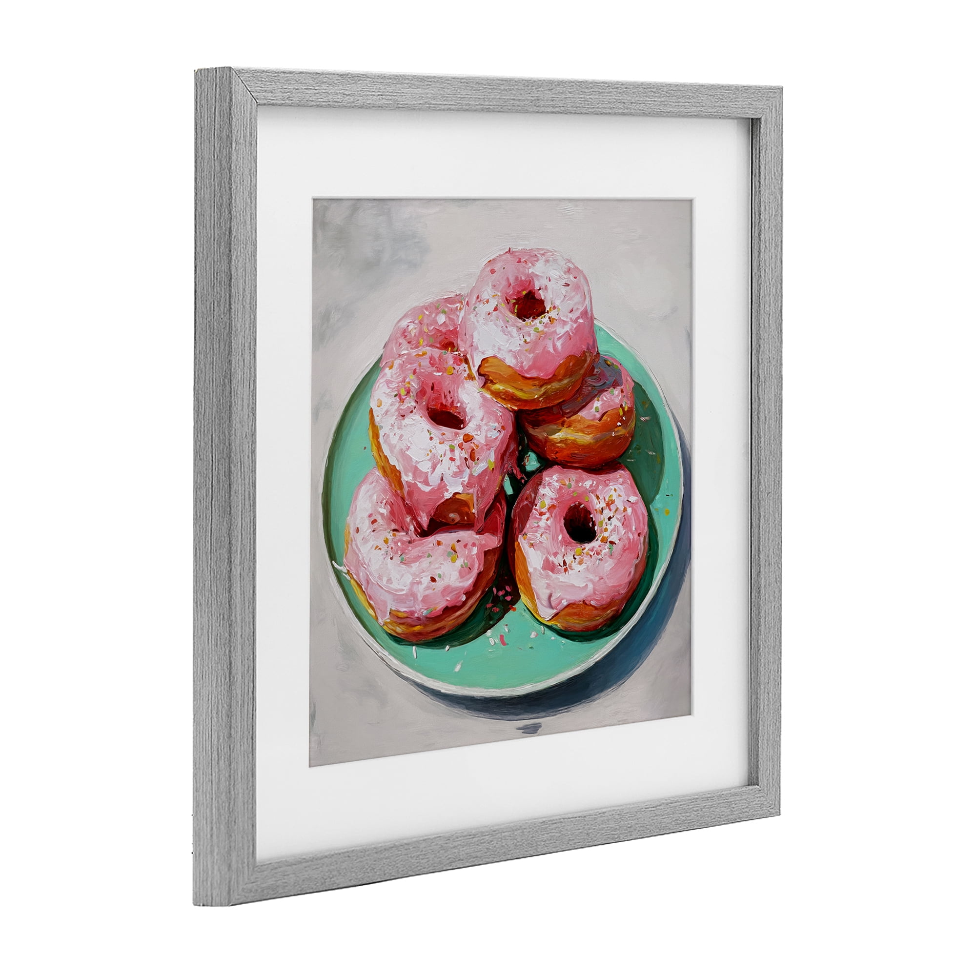 Stupell Industries Pink Frosted Donuts Gray Framed Print Under Glass, design by Tina LeCour
