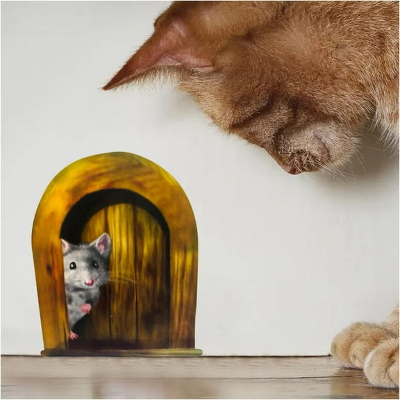 5pc Interesting Scaredy Mice Mouse Hole 3D Wall Sticker Realistic 3D Mouse Wall Sticker Wall Stickers and Murals