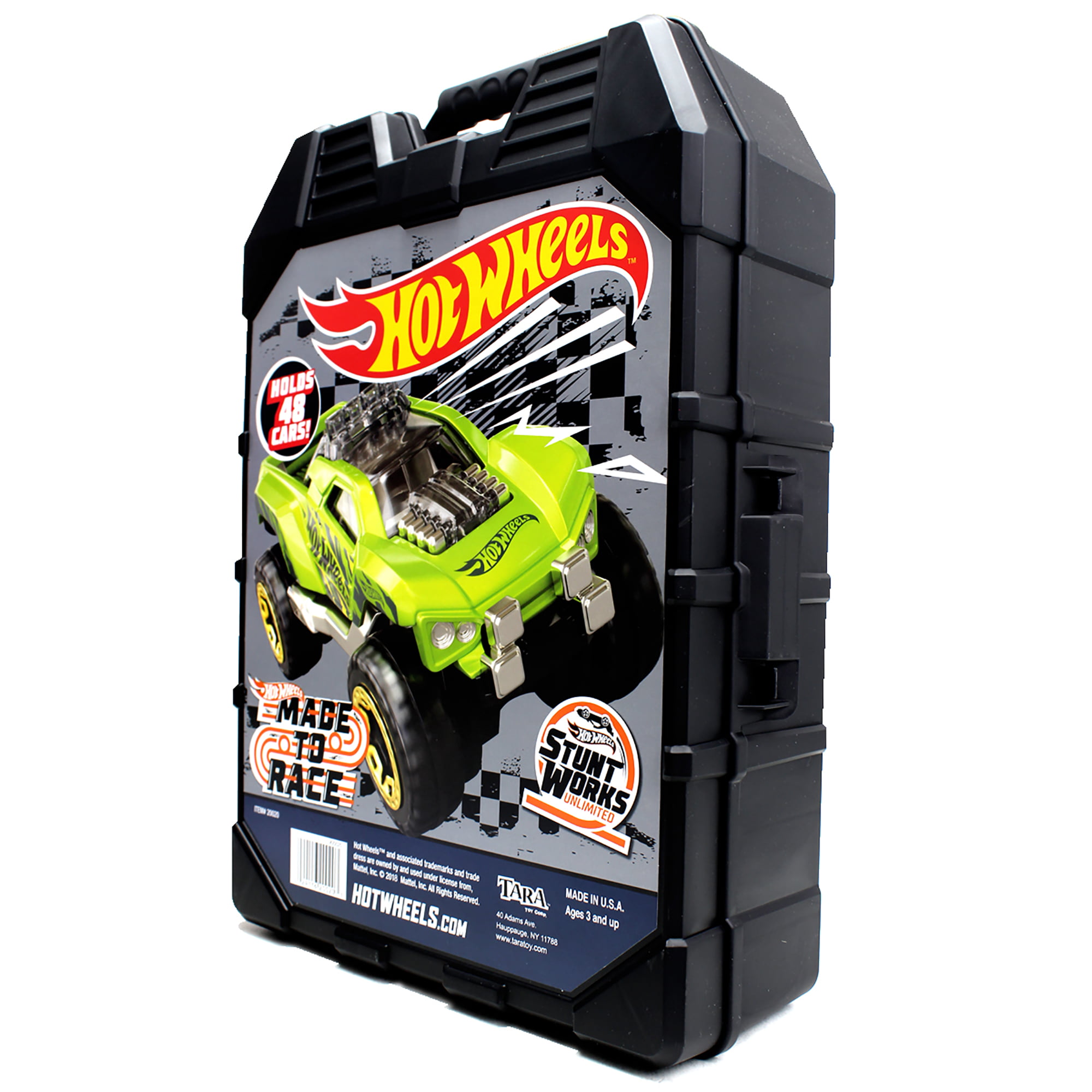 DUAL-SIDED HOT WHEELS DIE-CAST CARRYING CASE STORAGE BOX HOLDS 48 VEHICLES 