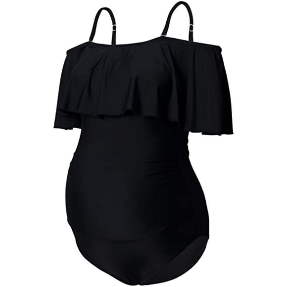 Maternity Swimwear Womens Bikinis Tankini Summer Swimsuits Pregnancy Beachwear Black(3XL