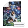 thumbnail image 2 of Happy New Year Collie Family Cheer Winter Midnight Firework Cozy Fleece Blanket Collie Dog Lover Gifts Idea Warm Soft Throw Blanket - 02025, 2 of 5