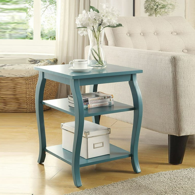 Gplesas Wood Side Table Furniture Unique End Tables 3 tier Rectangle Coffee Nightstand Farmhouse Office Blue green