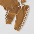 thumbnail image 6 of Kaprioy Baby Boy Romper Newborn Baby Boy Fall Outfit Romper Long Sleeve Plaid Print Patchwork Jumpsuit Bodysuit Elastic Waist Pants Infant Waffle Clothes, 6 of 7