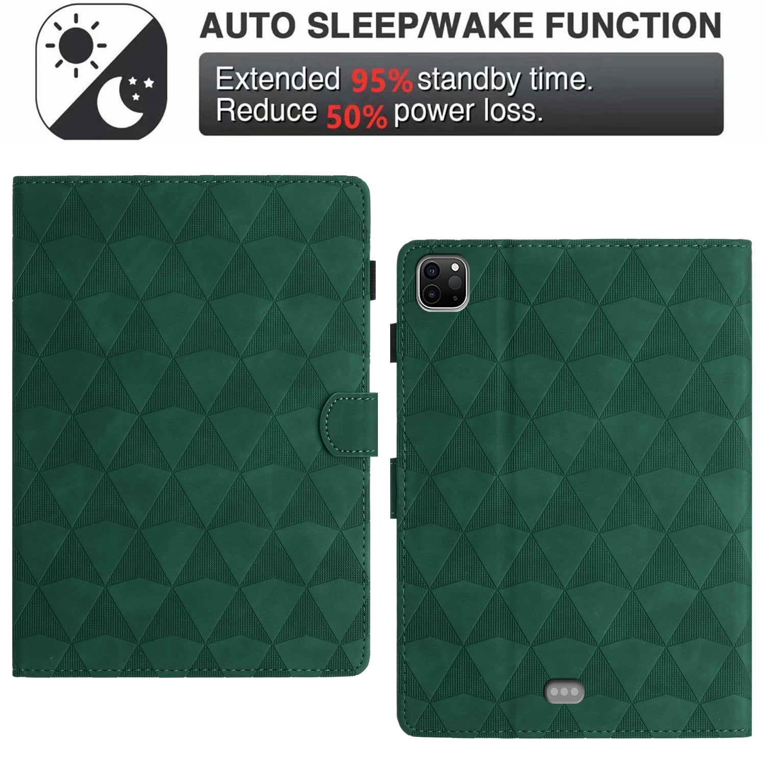 For iPad Air 11 Case 2024 - Highly Protective Apple Ipad Air Case with Stand & Pencil Holder – Functional 11 inch iPad Flip Folio Cover with Magnetic Closure and Diamond Pattern Embossed, Green